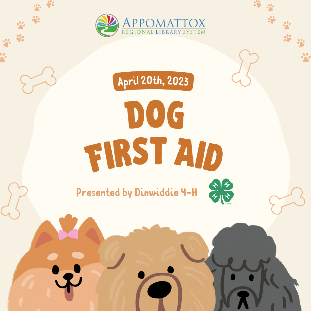 3 cartoon dogs under a banner that says "dog first aid"