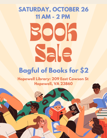 Bagful of Books Sale Hopewell Library  Saturday, October, 26, 11 am - 2 pm 